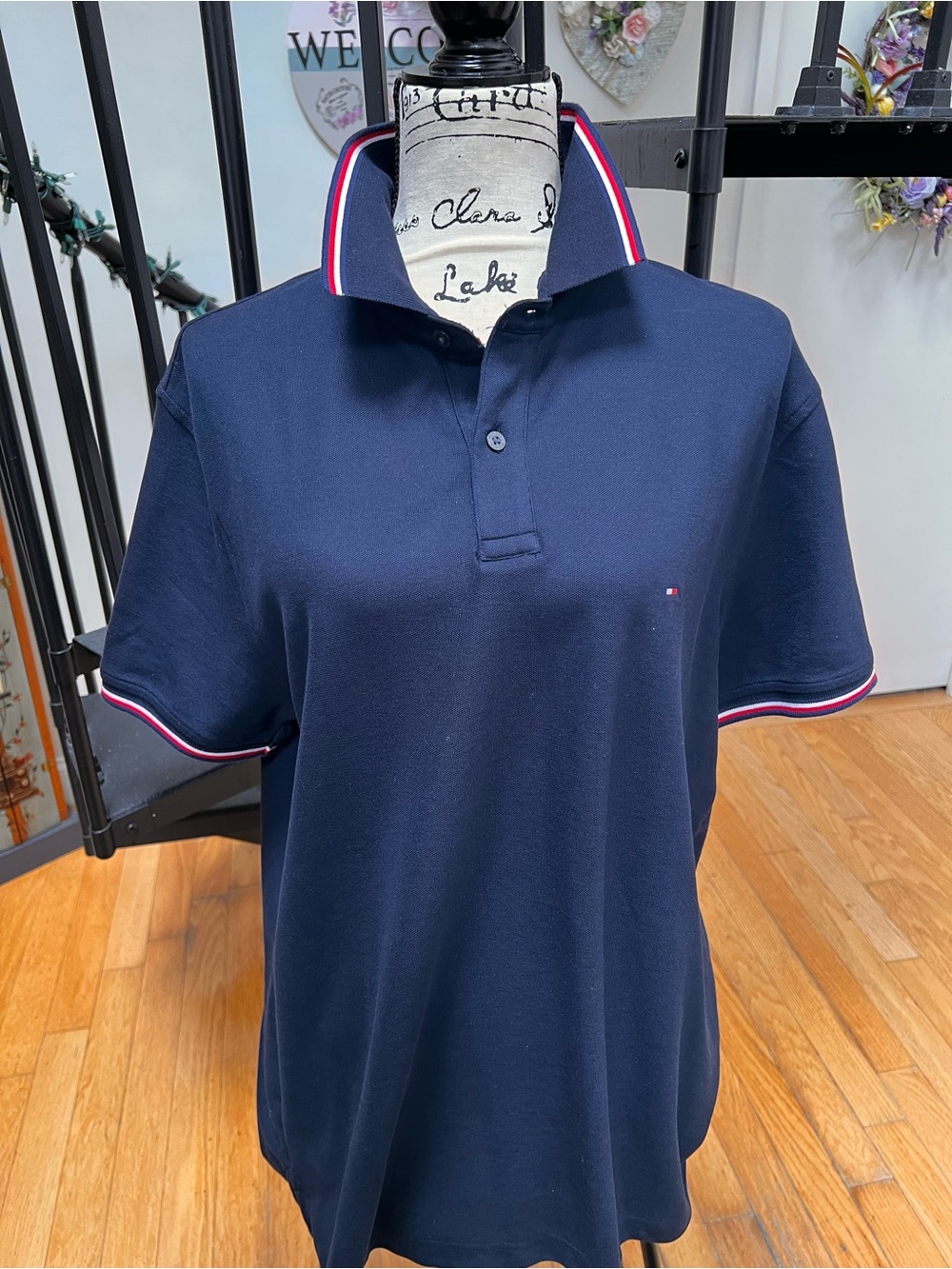 Tommy Hilfiger Navy Polo with Red & White Trim